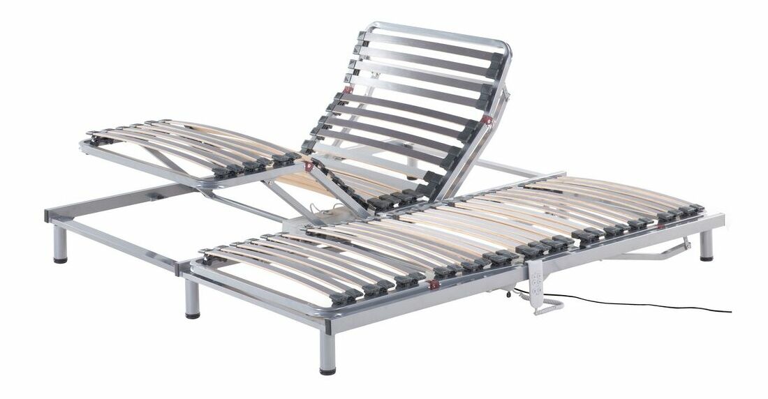 Set 2 ks. elektricky nastavitelných lamelových roštů 200x180 cm COMENDO (dřevo) (stříbrná)