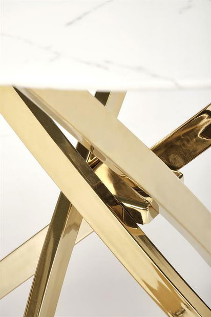 Jídelní stůl Raunds (mramor bílý + zlatá)