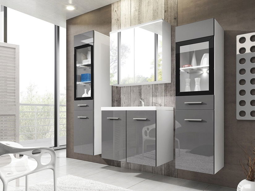 Koupelnový nábytek Apoleon I (bílá + šedý lesk)