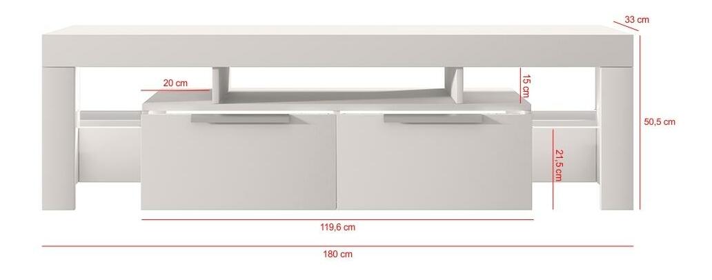 TV skříňka/stolek Vulcano (s osvětlením) (bílá)