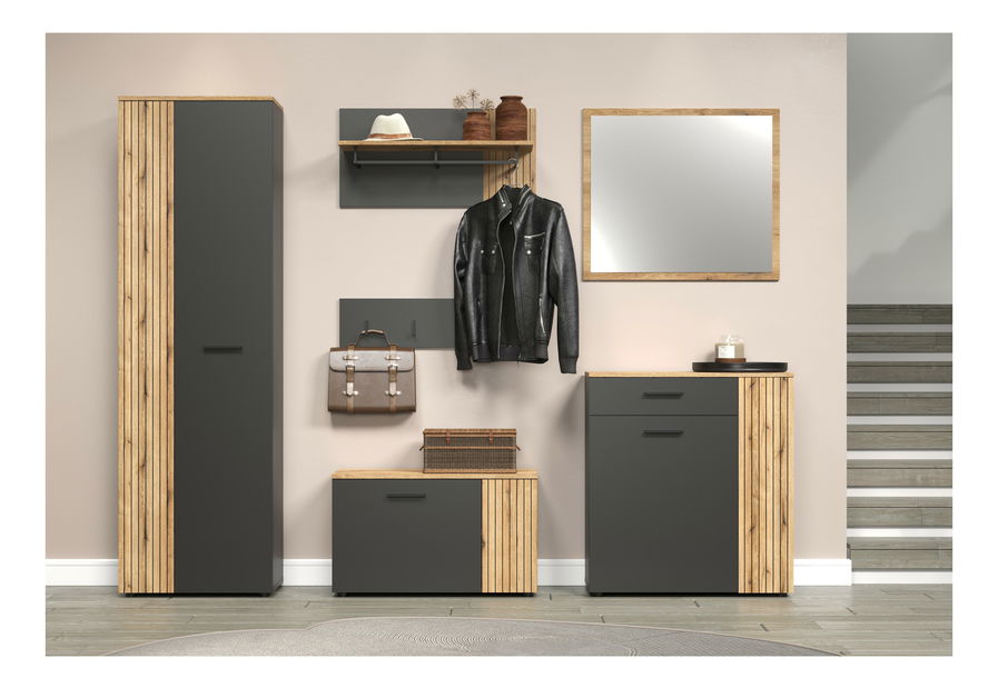 Botník (skříňka na boty) Esferas (grafit + dub evoke)