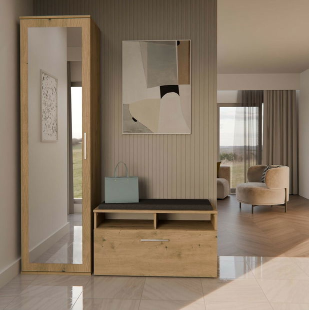 Šatní skříň Dialogos 1 (dub artisan) (se zrcadlem)