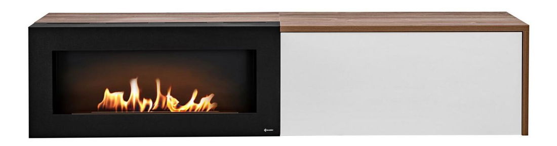 Tv stolek/skříňka Dalton (dub sterling + bílá matná) (s bio krbem)