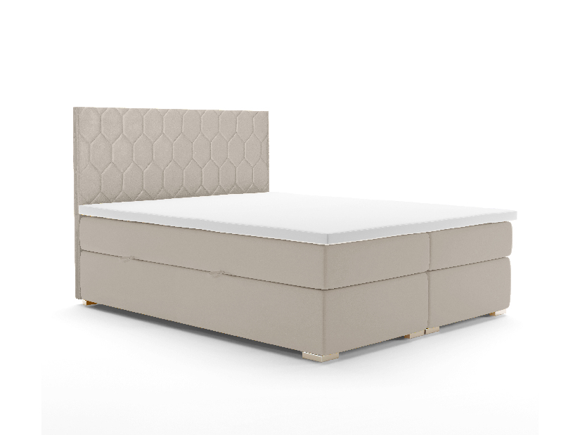 Boxspring postel 160 cm Piranno (béžová) (s úložným prostorem)