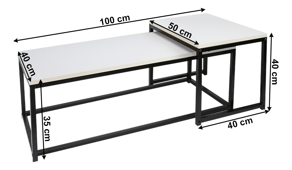 Set 2 ks. konferenčních stolků Kastty (bílá + černá) *výprodej