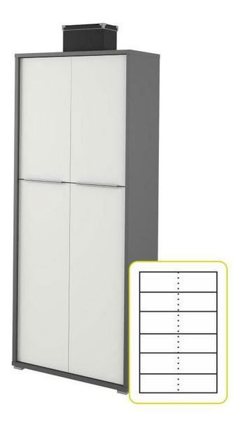 Policová skříň Rumia TYP07 (grafit + bílá)