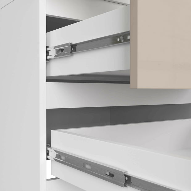 Šatní skříň Slots (bílá + lesklé cappuccino)