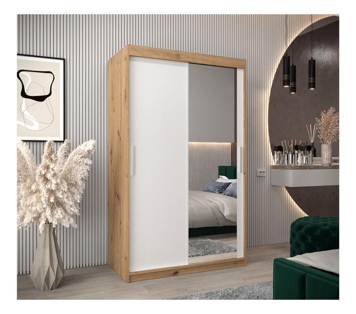 Šatní skříň 120 cm Toki 2 (Dub artisan + Bílá matná)