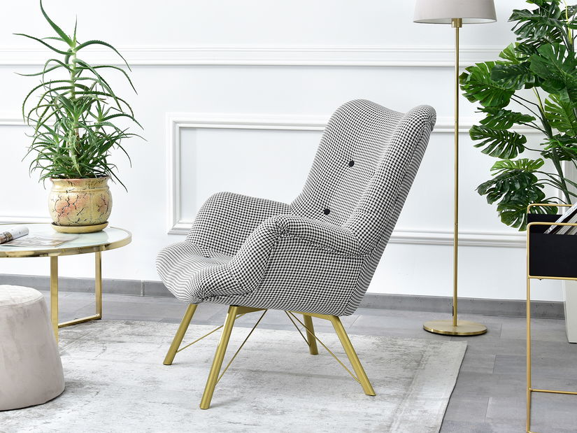 Relaxační křeslo Dawntawn (bílá + zlatá)