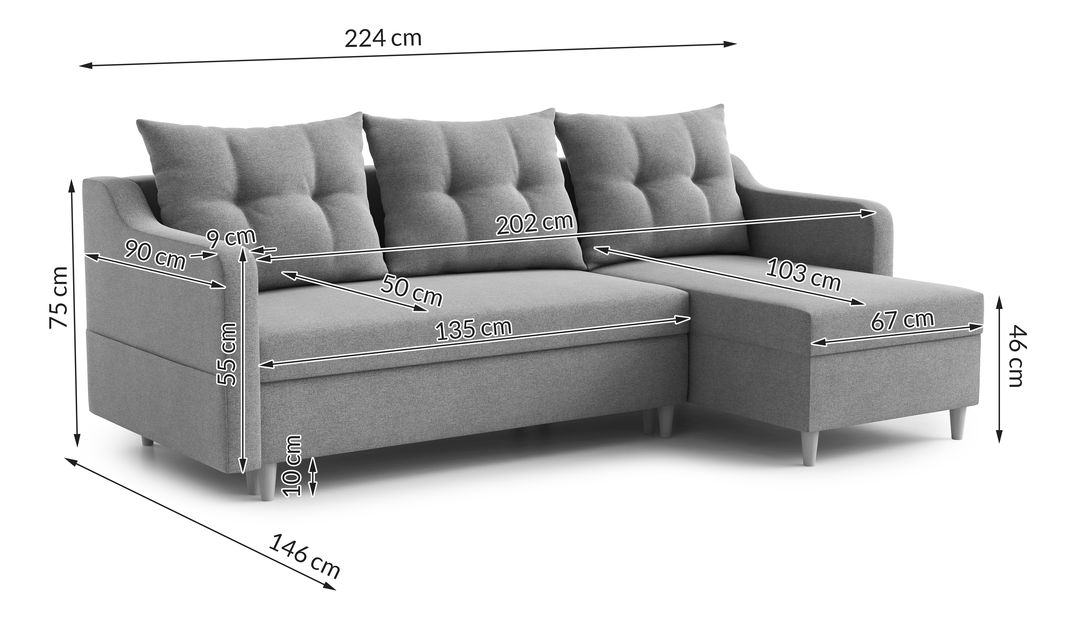 Rohová sedací souprava Lou (L) (šedá)