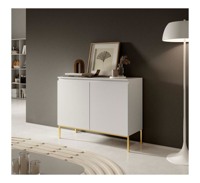 Skříňka Bennasi B2 (bílá + zlatá)