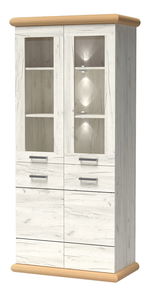 Vitrína Kenny 03 (s LED osvětlením) (craft bílý + craft zlatý)