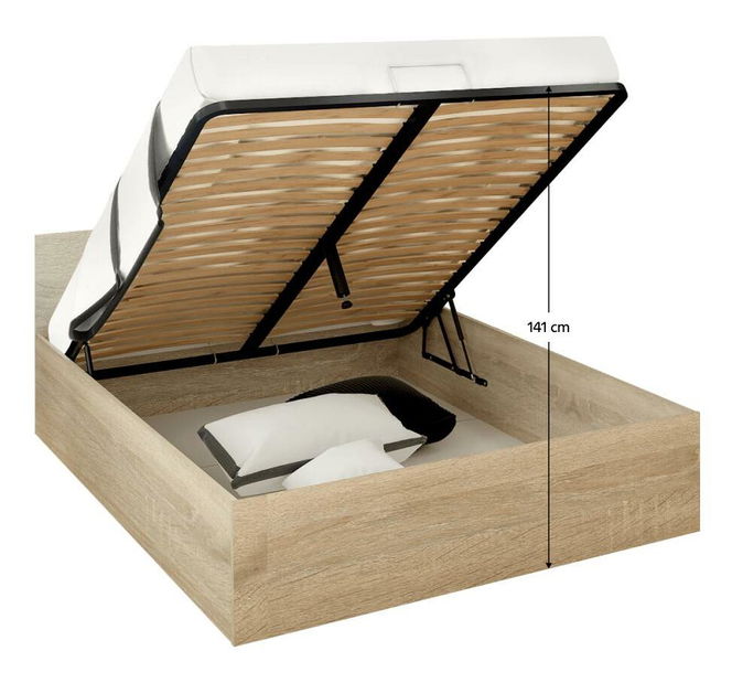 Manželská postel 160 cm Discutibles (dub sonoma) (s roštem) (s úl. prostorem)