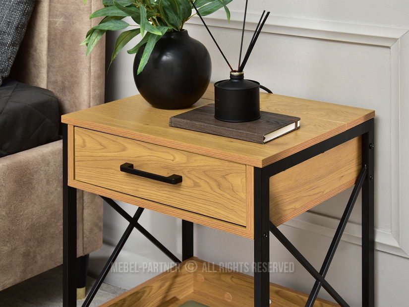 Noční stolek Torry (dub + černá)