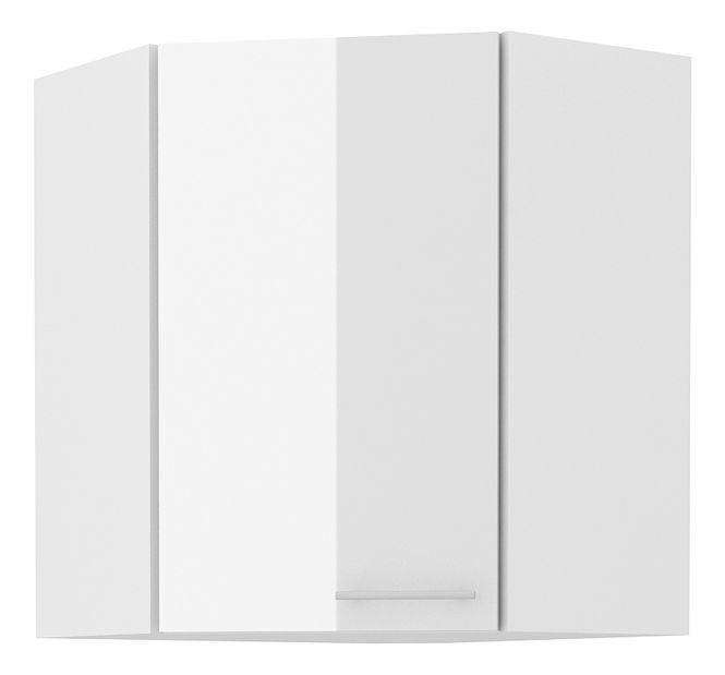 Rohová horní kuchyňská skříňka Lavera 58 x 58 GN 72 1F (bílá + lesk bílý)