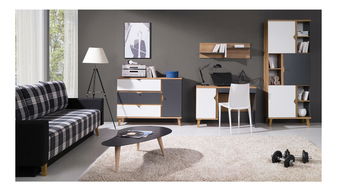 Studentský pokoj Mimone 2 (dub zlatý + bílá matná + grafit)