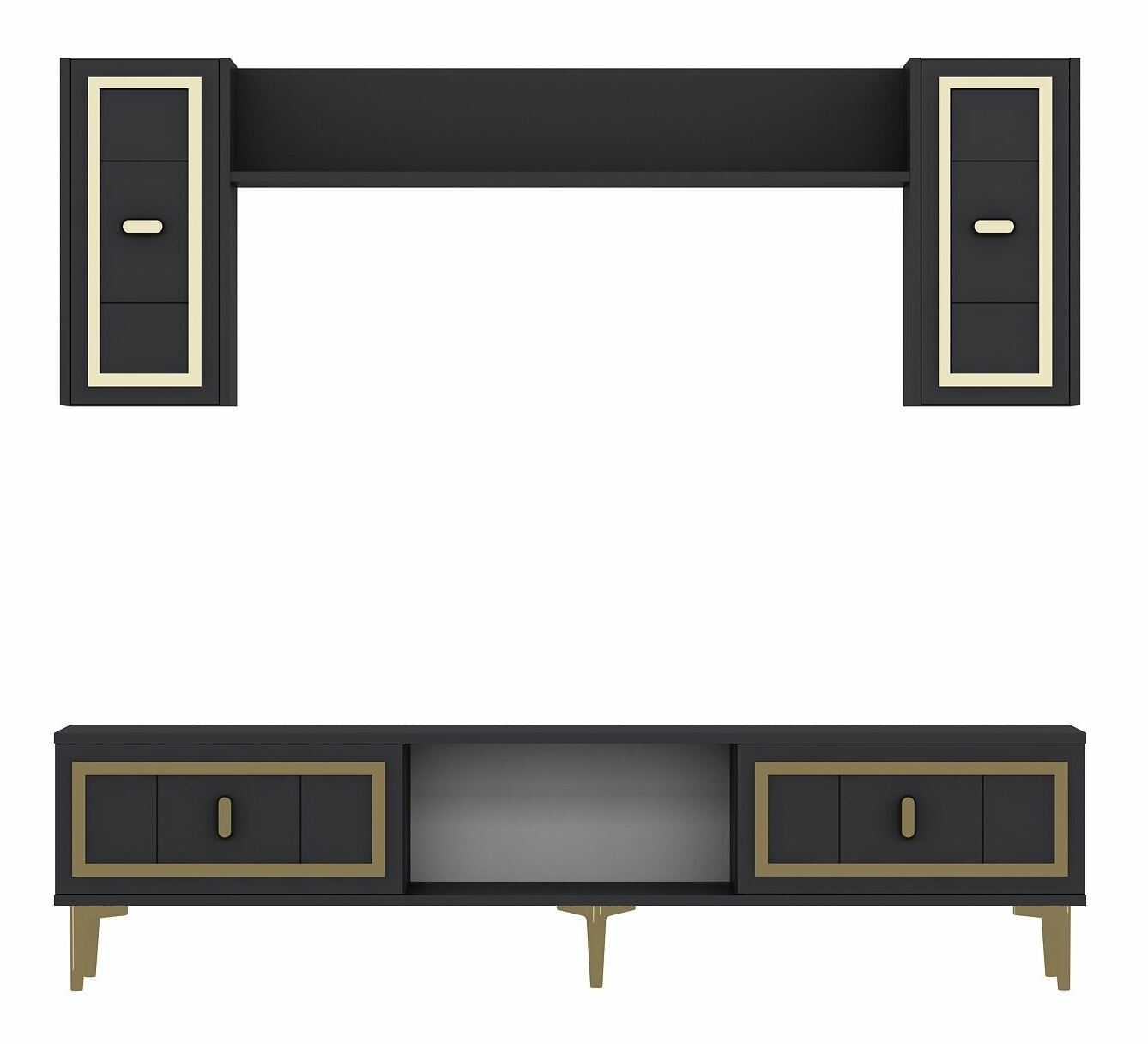 Obývací stěna Orino (antracit + zlatá)