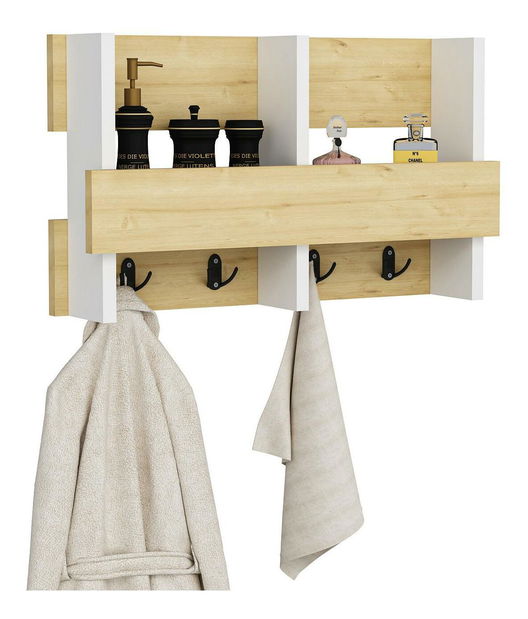 Věšákový panel Sutete (dub safírový + bílá)