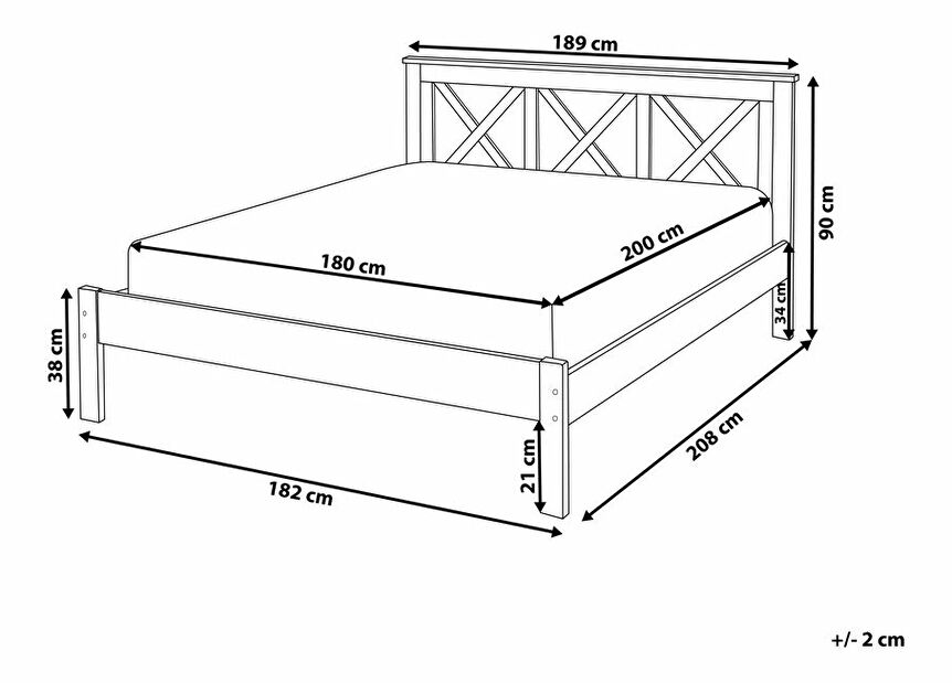 Manželská postel 180 cm Taylor (bílá) (s roštem)