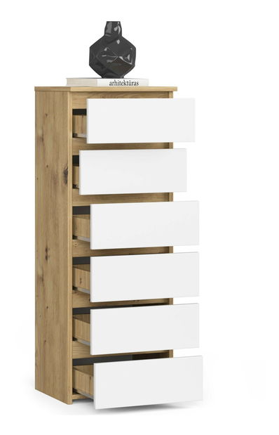 Komoda Cipriano IV (dub artisan + bílá)