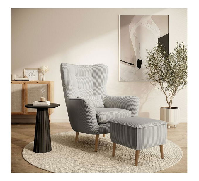 Taburetka Veneza V2 (světle šedá + buk)