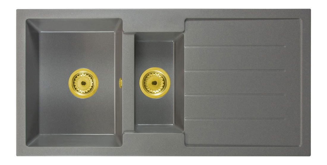 Kuchyňský dřez Yuxur (šedá) (se 3 otvory pro baterii) (P)