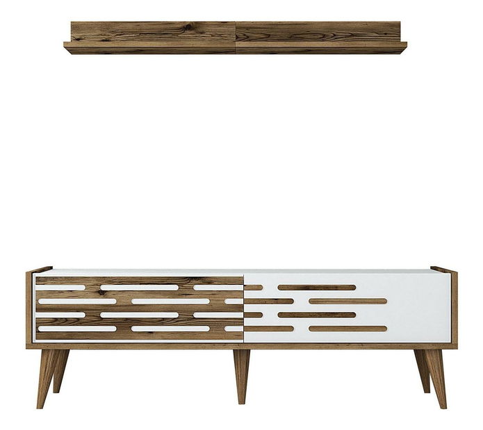 Obývací stěna Valencia (ořech + bílá)