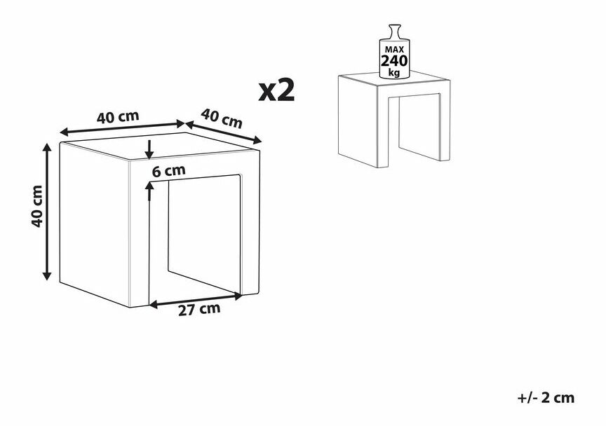 Set 2 ks. zahradních židlí TONUTO (beton) (šedá)