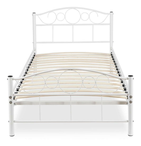 Kovová postel 90 cm Granjeros (bílá) (s roštem)