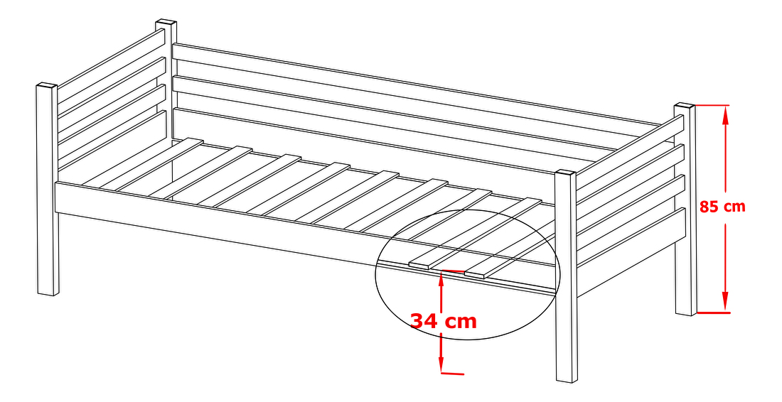 Dětská postel 90 cm Marisa (s roštem a úl. prostorem) (bílá)