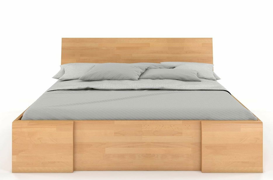 Manželská postel 180 cm Naturlig Blomst High Drawers (buk) (s roštem)