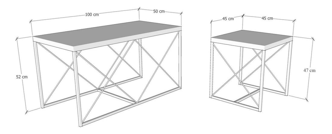 Set 3 konferenčních stolků Defenella (mramor + černá)