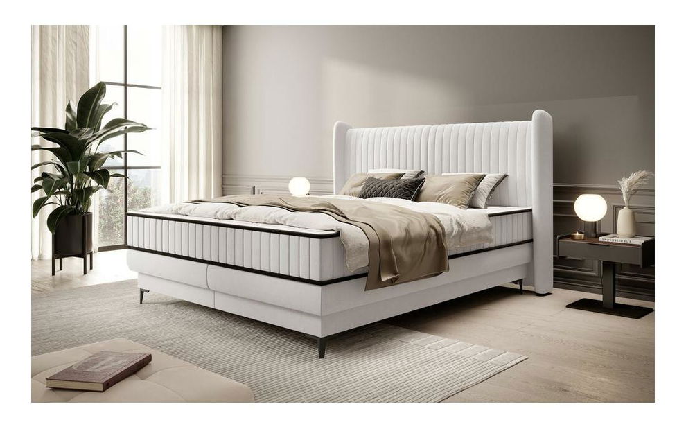 Manželská kontinentální postel 140 cm Dalmo 140 (s roštem) (s úl. prostorem) (šedá + černá)