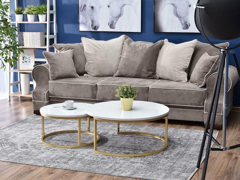 Konferenční stolek Kolja Zest Xl (bílá + zlatá)