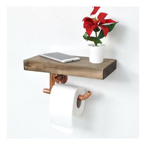 Nástěnný držák na toaletní papír Nenanu 19 (růžové zlato + ořech)