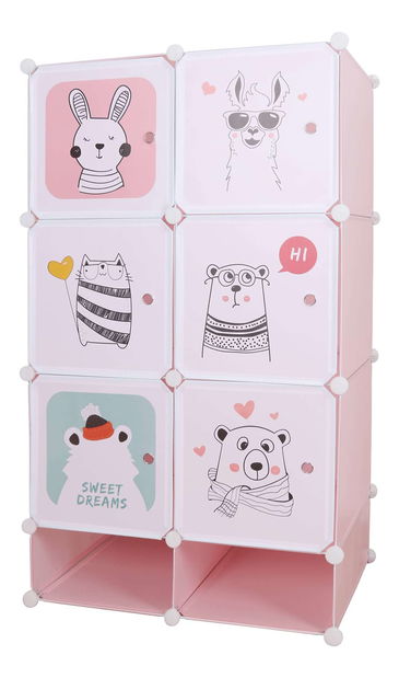 Modulárna skříň Finnstar (růžová + dětský vzor) *bazar