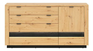 Komoda BRW Ostia KOM1D4S (dub artisan + dub černý) (s LED osvětlením)