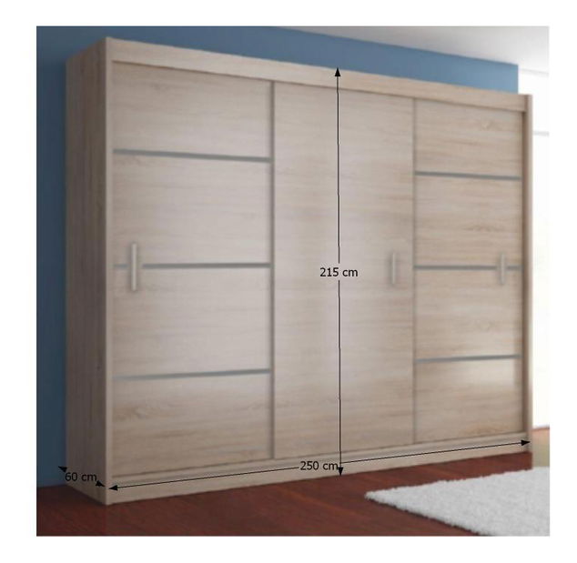 Šatní skříň Magnet 250 (dub sonoma + šedá)