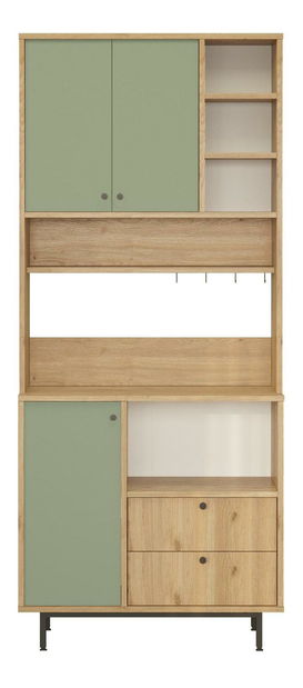 Policová skříň Rebutia 6 (dub + zelená)