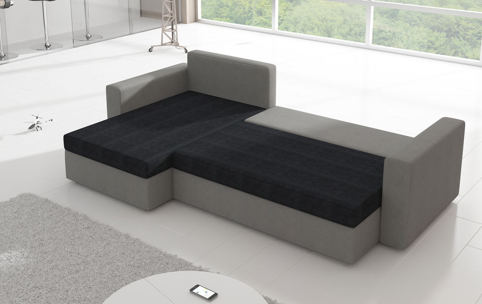 Rohová sedací souprava Levenne (šedá + bílá)