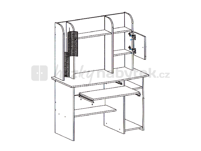PC stolek Arman švestka (s regálem)