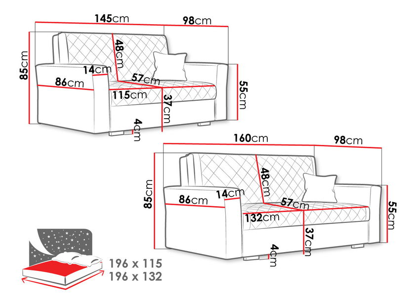 Sedací souprava Carivia Caro II + III (Zanzibar 182) (s úl. prostorem)