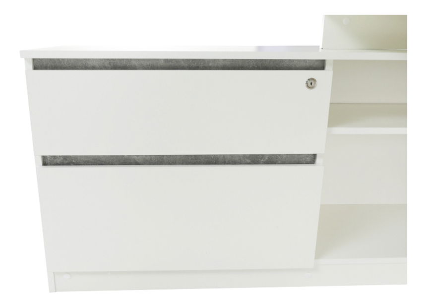 Rohový PC stolek Bill (bílá + beton)