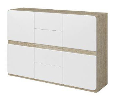 Komoda Salvia Typ 26 (dub sonoma světla + bílý lesk)