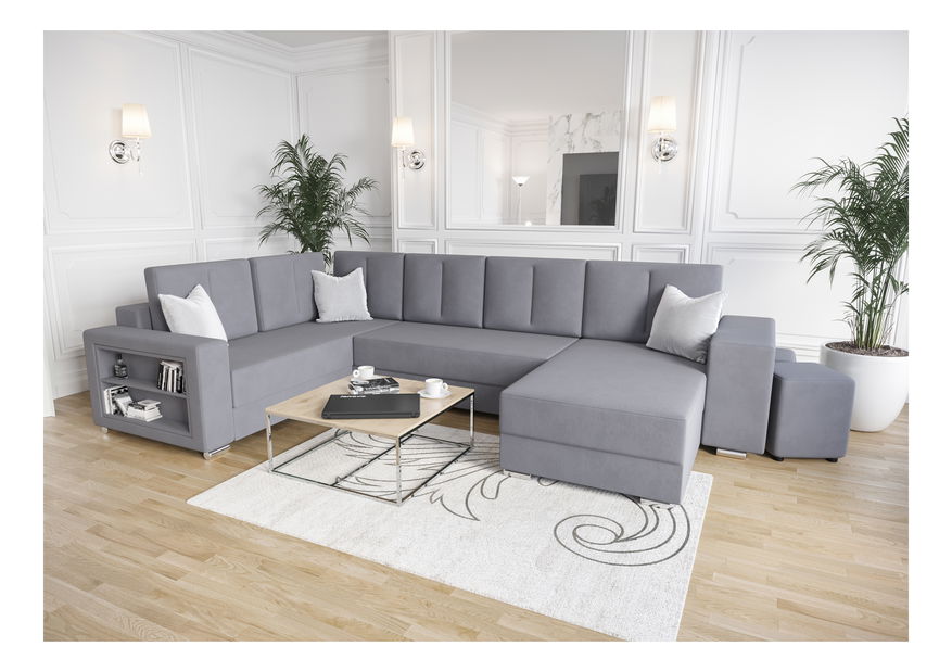 Rohová sedací souprava Kin (šedá + černá) (L)