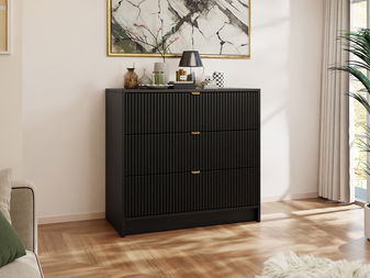 Komoda Rozoma 3SZ (černý molet + zlatá)