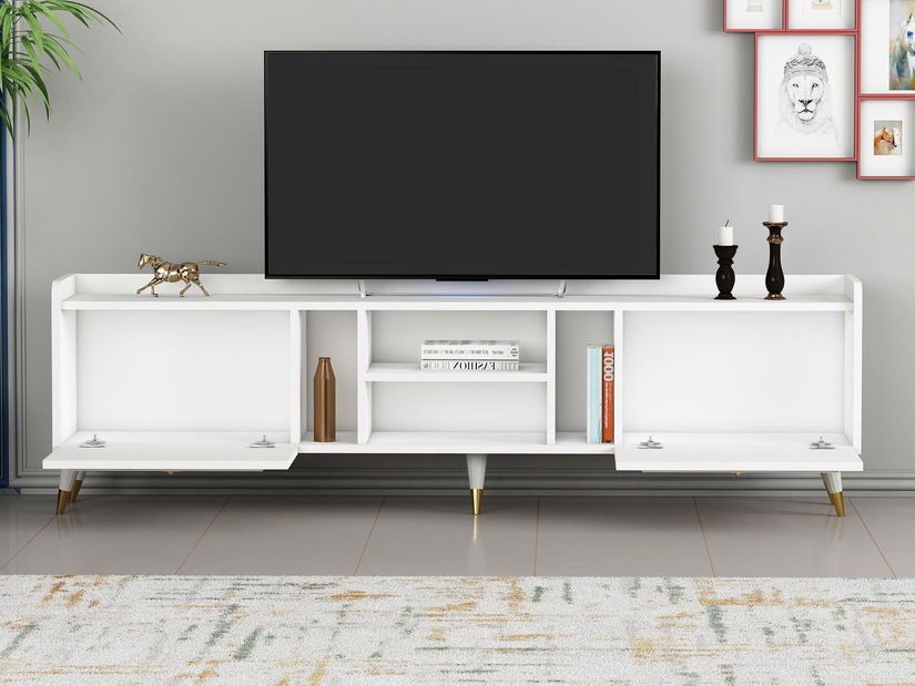 TV stolek/skříňka Kadole 2 (bílá + zlatá)