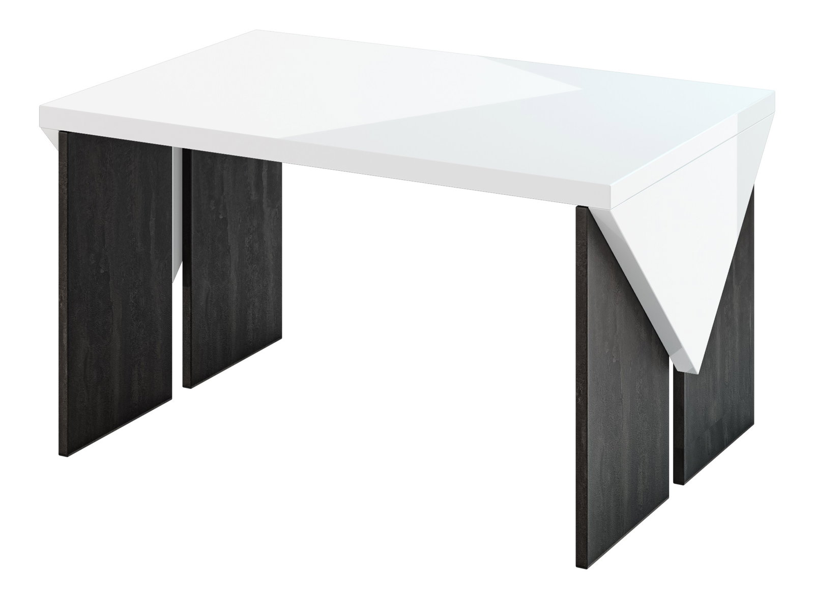 Konferenční stolek Tarni (lesk bílý + tmavě šedá)
