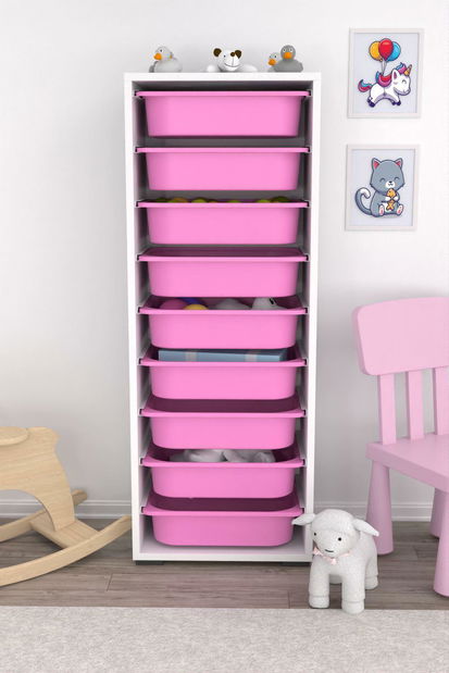 Organizér na hračky Dremonka 11 (růžová + bílá)