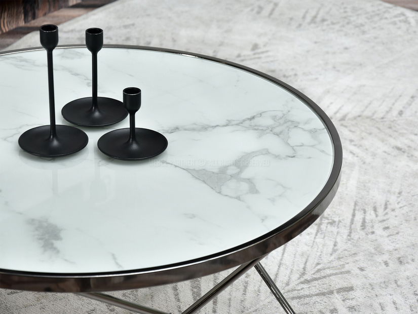 Konferenční stolek Armin Xl (bílý mramor + černá)